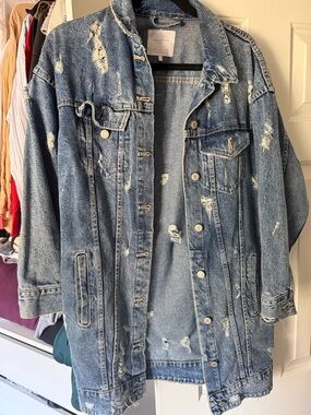 Zara distressed denim jacket